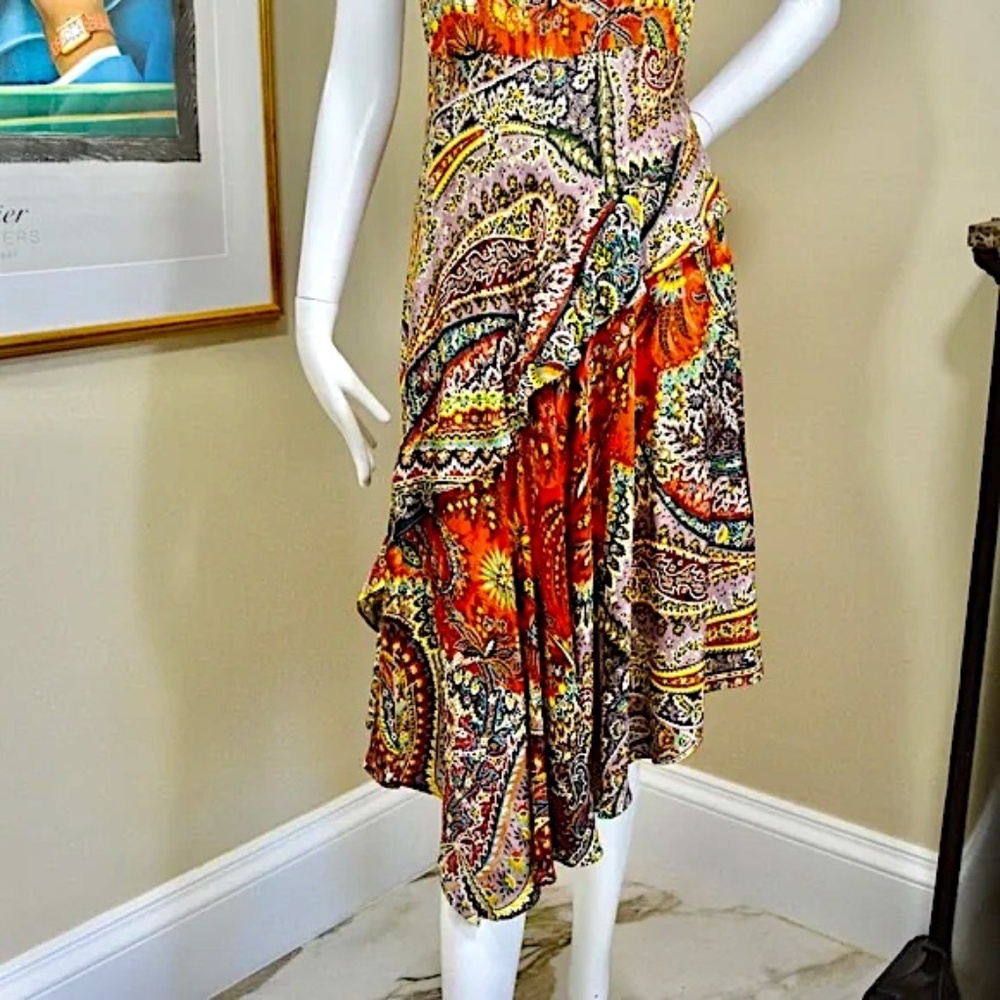 🇮🇹 ETRO Silk Paisley Print Midi Dress – Size 2 – Made in Italy - Picture 8 of 14